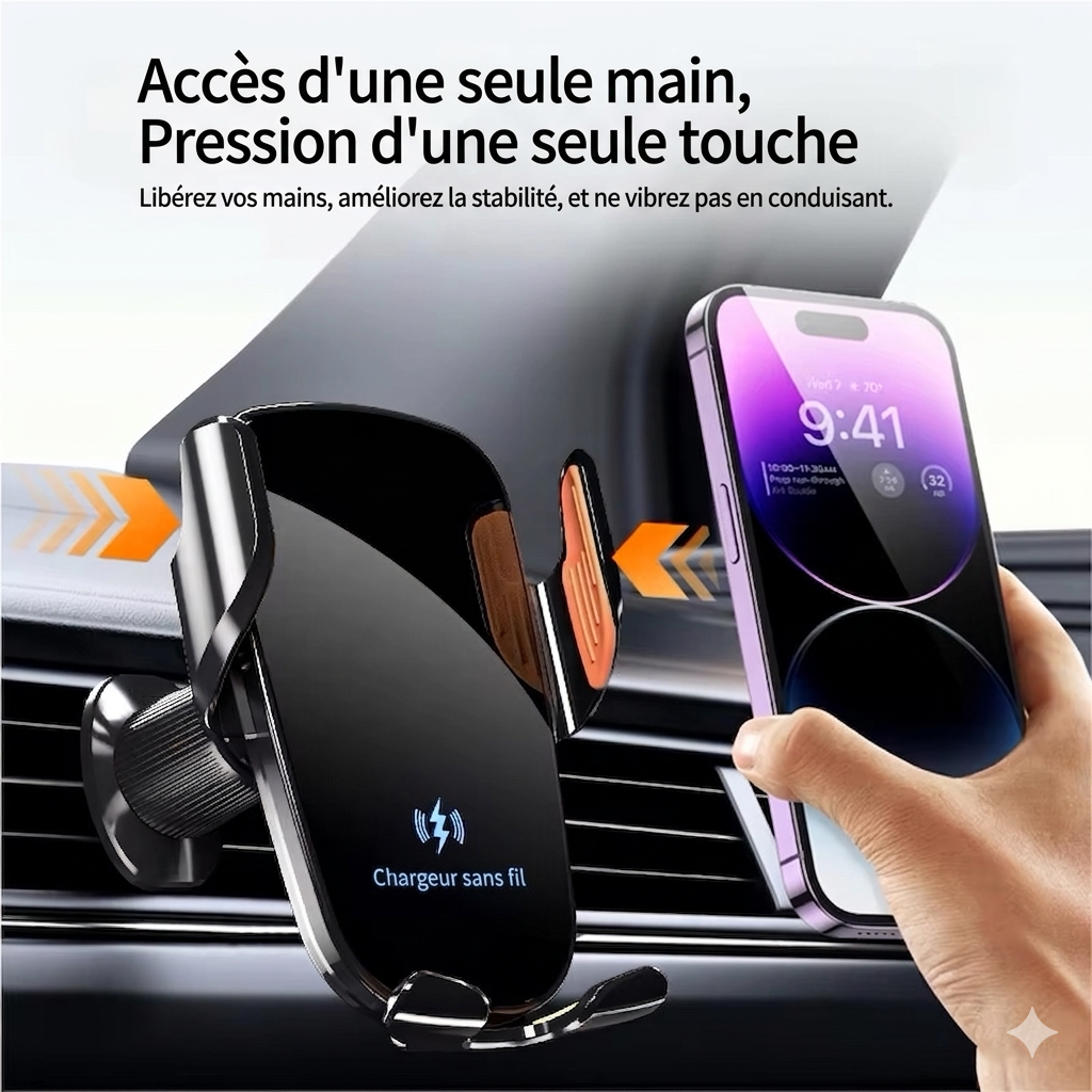 Support de téléphone intelligent à Induction pour voiture, 15W, charge rapide, adapté au tableau de bord, pare-brise, sortie d'air, fournitures automobiles universelles