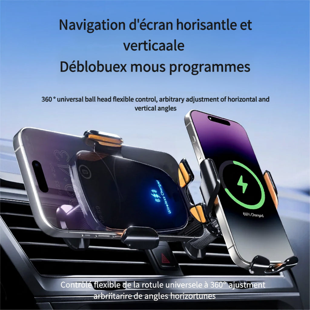 Support de téléphone intelligent à Induction pour voiture, 15W, charge rapide, adapté au tableau de bord, pare-brise, sortie d'air, fournitures automobiles universelles