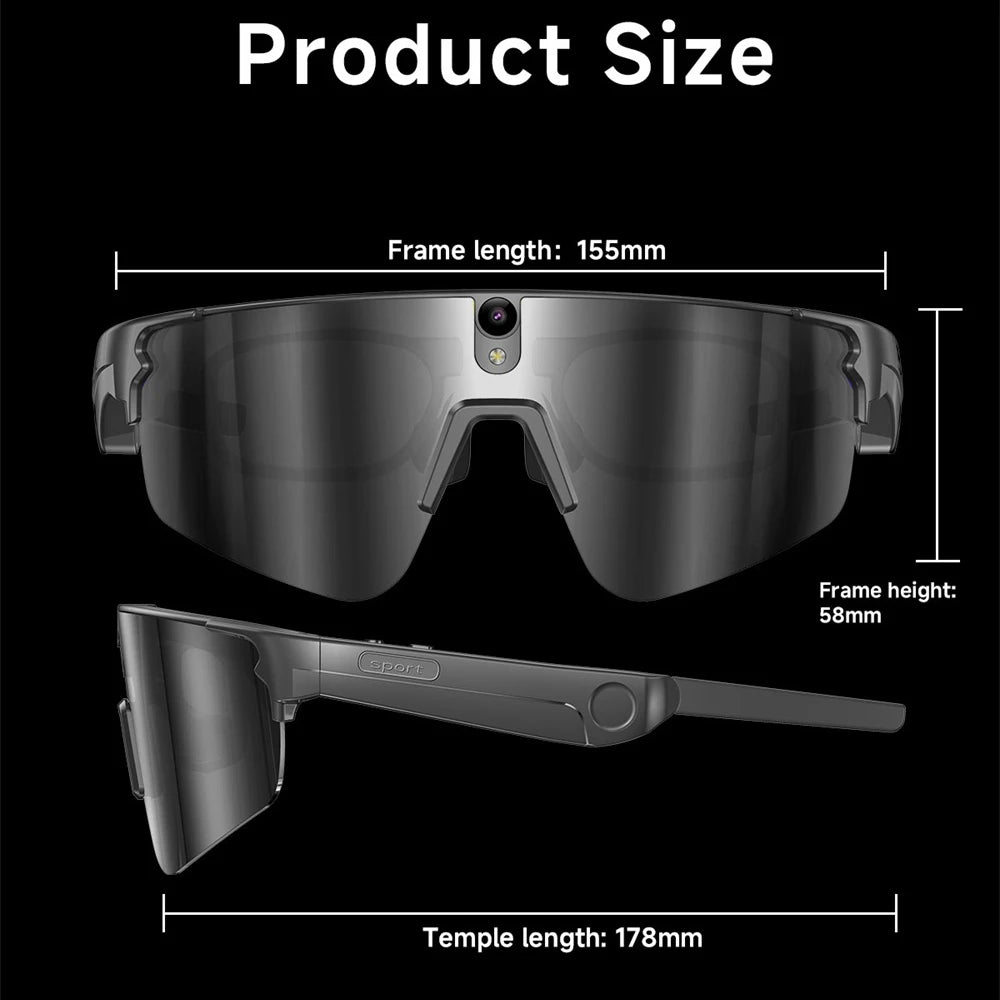Lunettes Connectées Cyclisme AI 4K – Caméra HD, Appel Bluetooth, Anti-Vibration & Protection UV